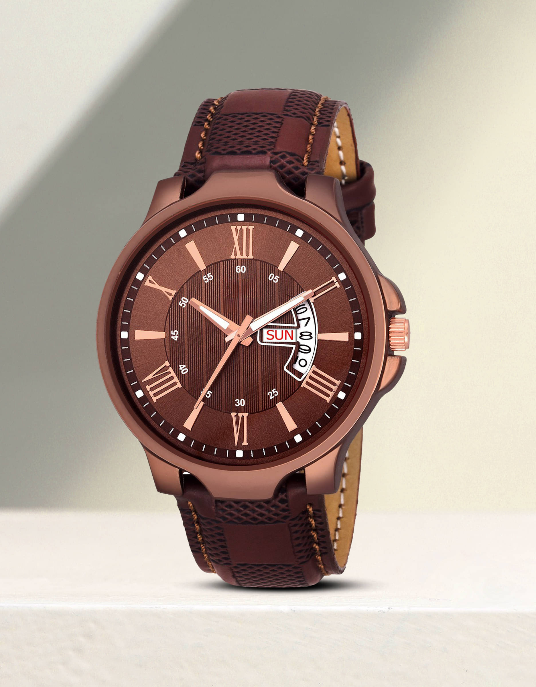     			Trex Brown PU Analog Men's Watch