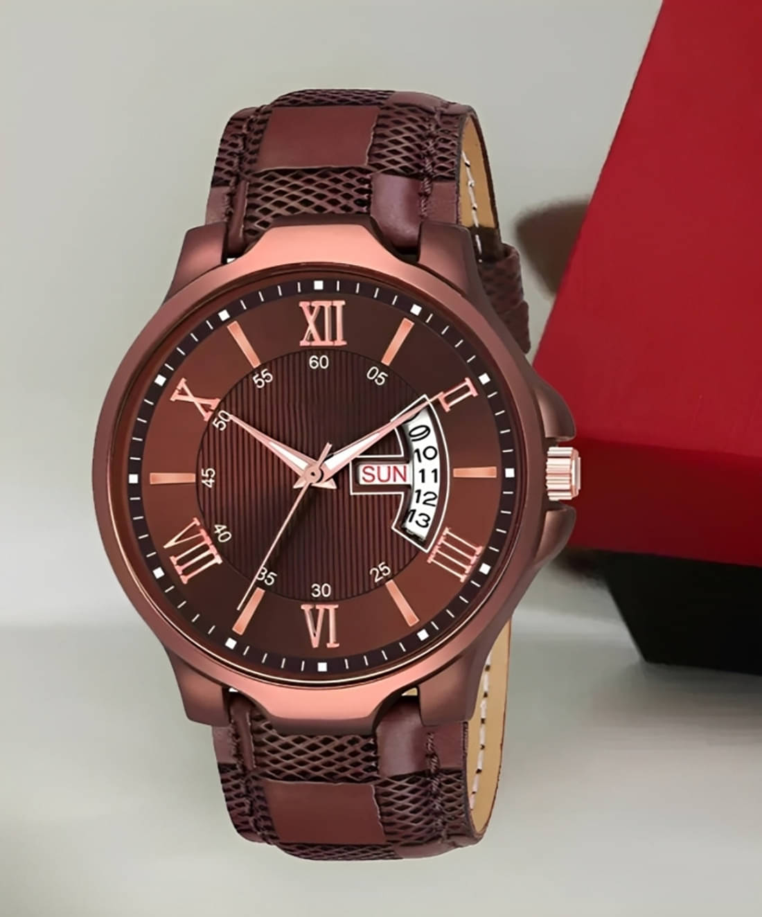     			Trex Brown PU Analog Men's Watch