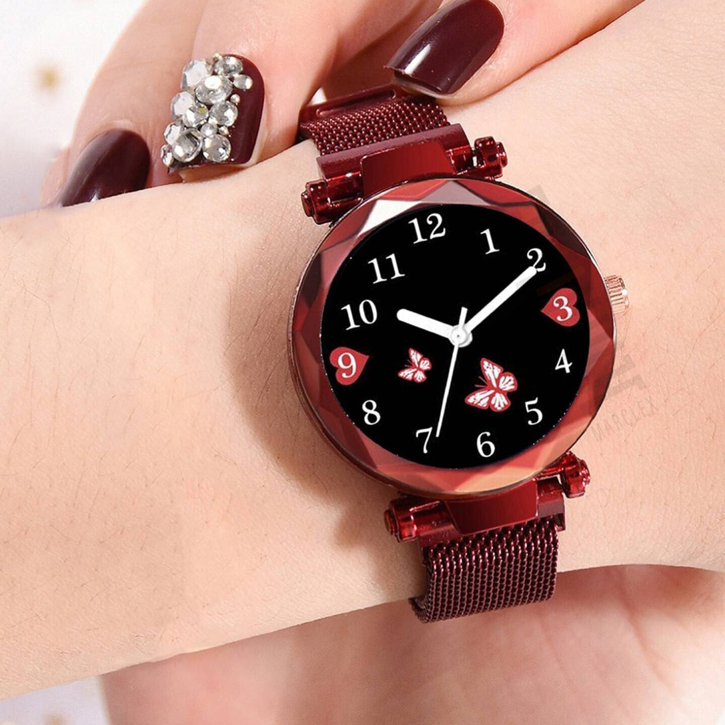     			Trex Red Fabric Analog Womens Watch