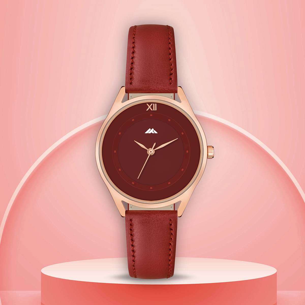     			Trex Red PU Analog Womens Watch