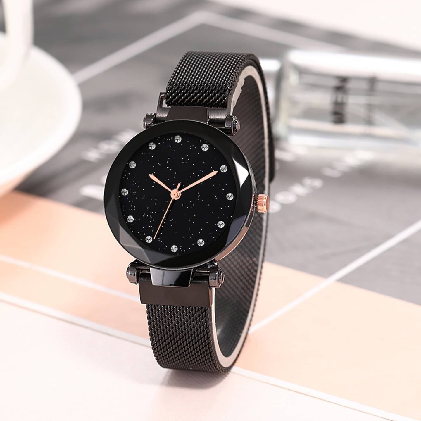     			Trex Rose Gold Fabric Analog Womens Watch