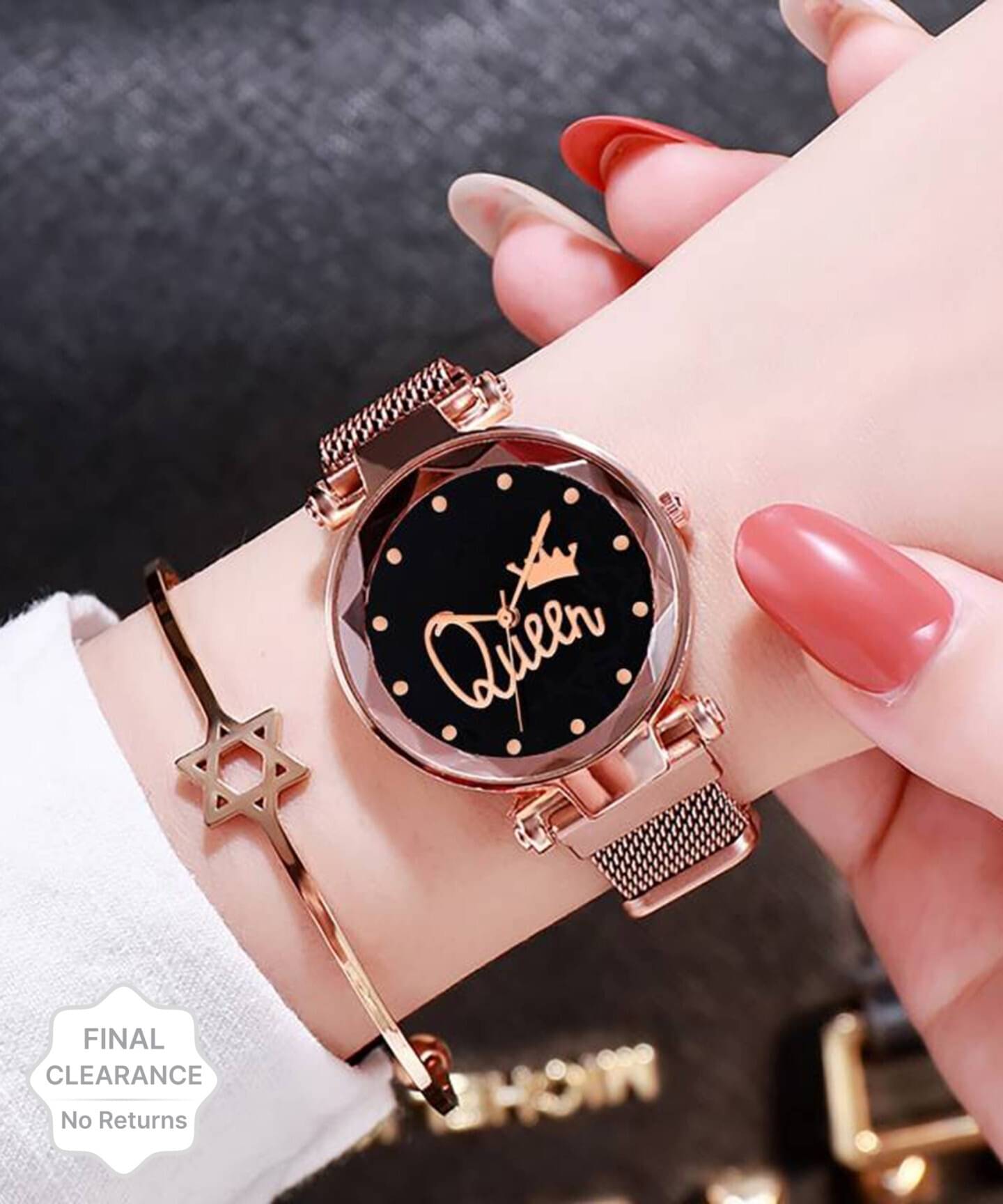     			Trex Rose Gold Fabric Analog Womens Watch