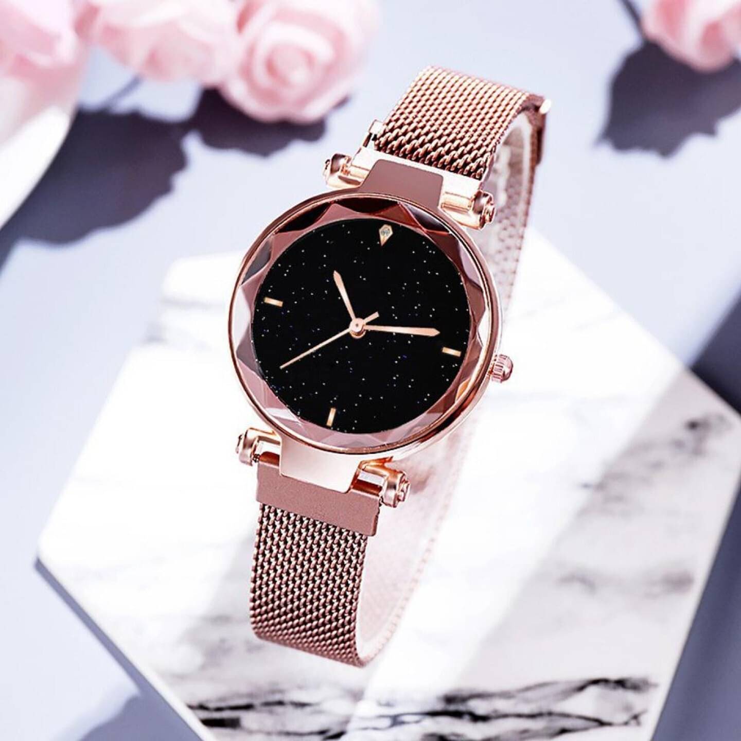     			Trex Rose Gold Fabric Analog Womens Watch