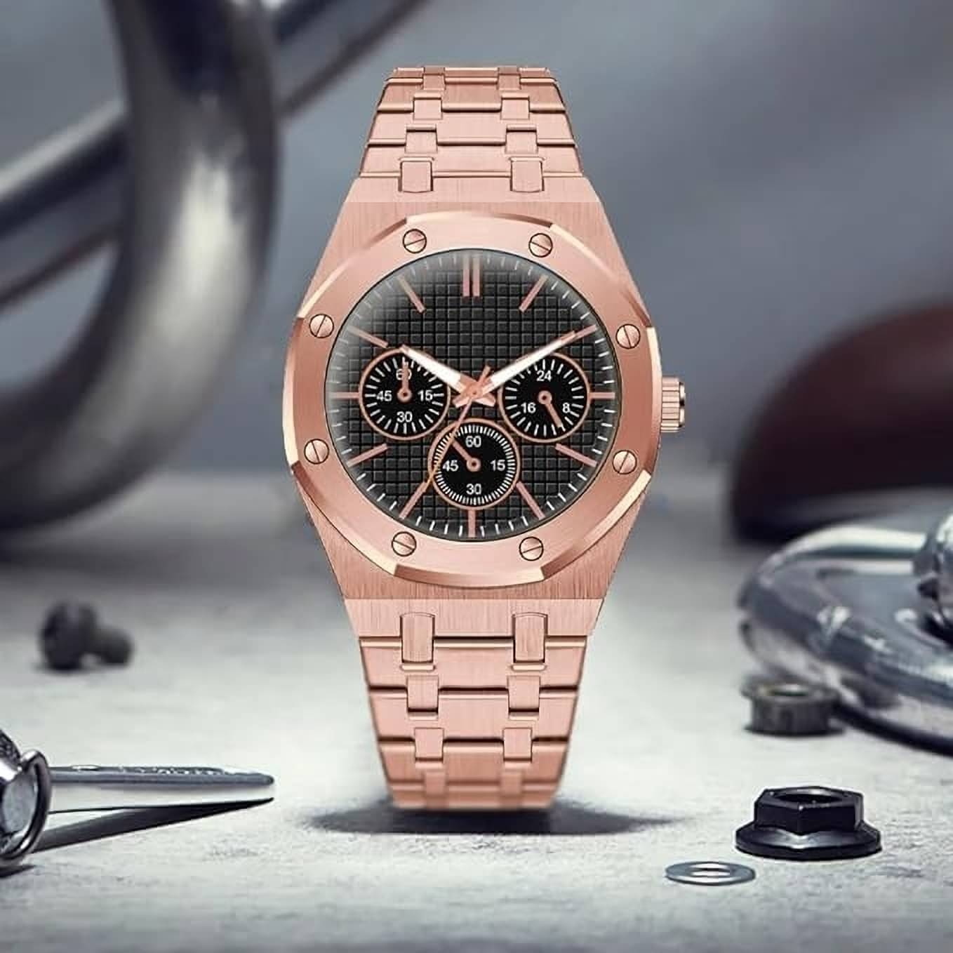     			Trex Rose Gold Fabric Analog Men's Watch