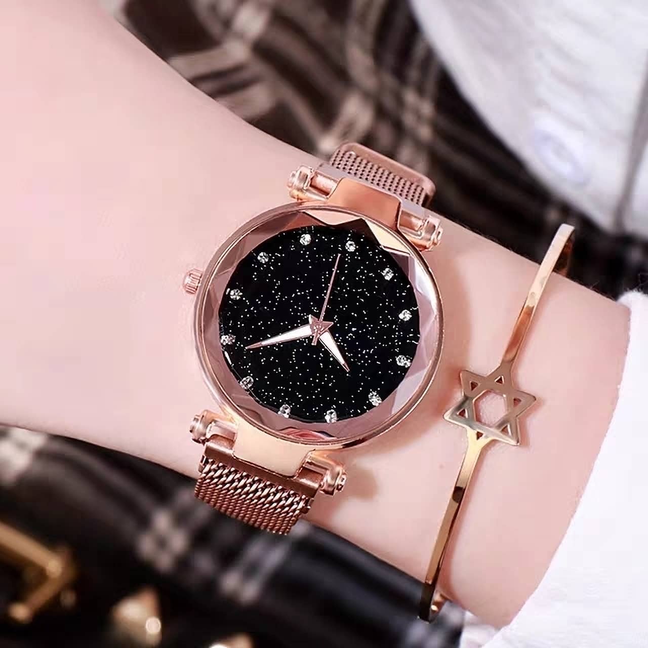 Trex Rose Gold Fabric Analog Womens Watch
