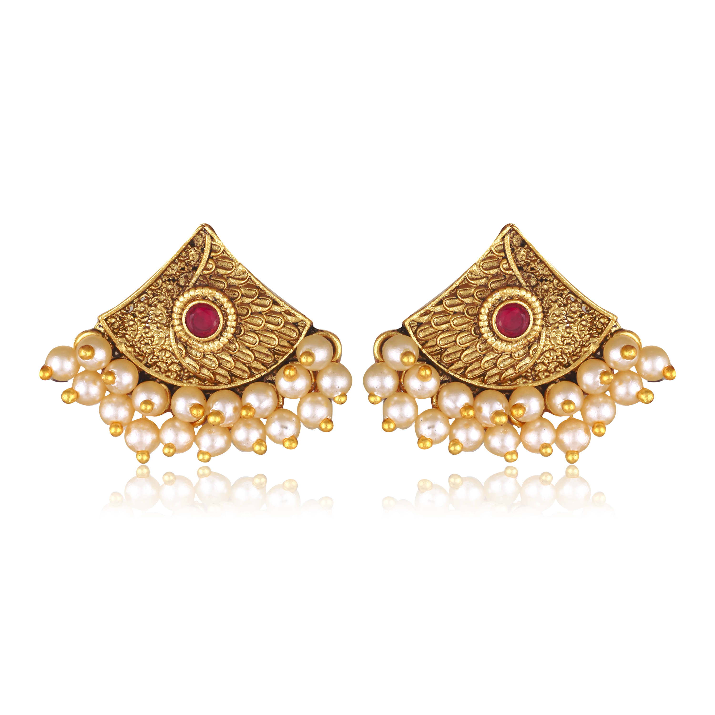     			Vighnaharta Red Chandbalis Earrings ( Pack of 1 )