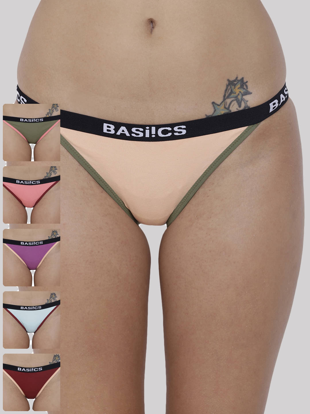 BASIICS By La Intimo Pack of 6 Cotton Bikini For Women ( Multi Color ) BASIICS By La Intimo Pack of 6 Cotton Bikini For Women ( Multi Color )