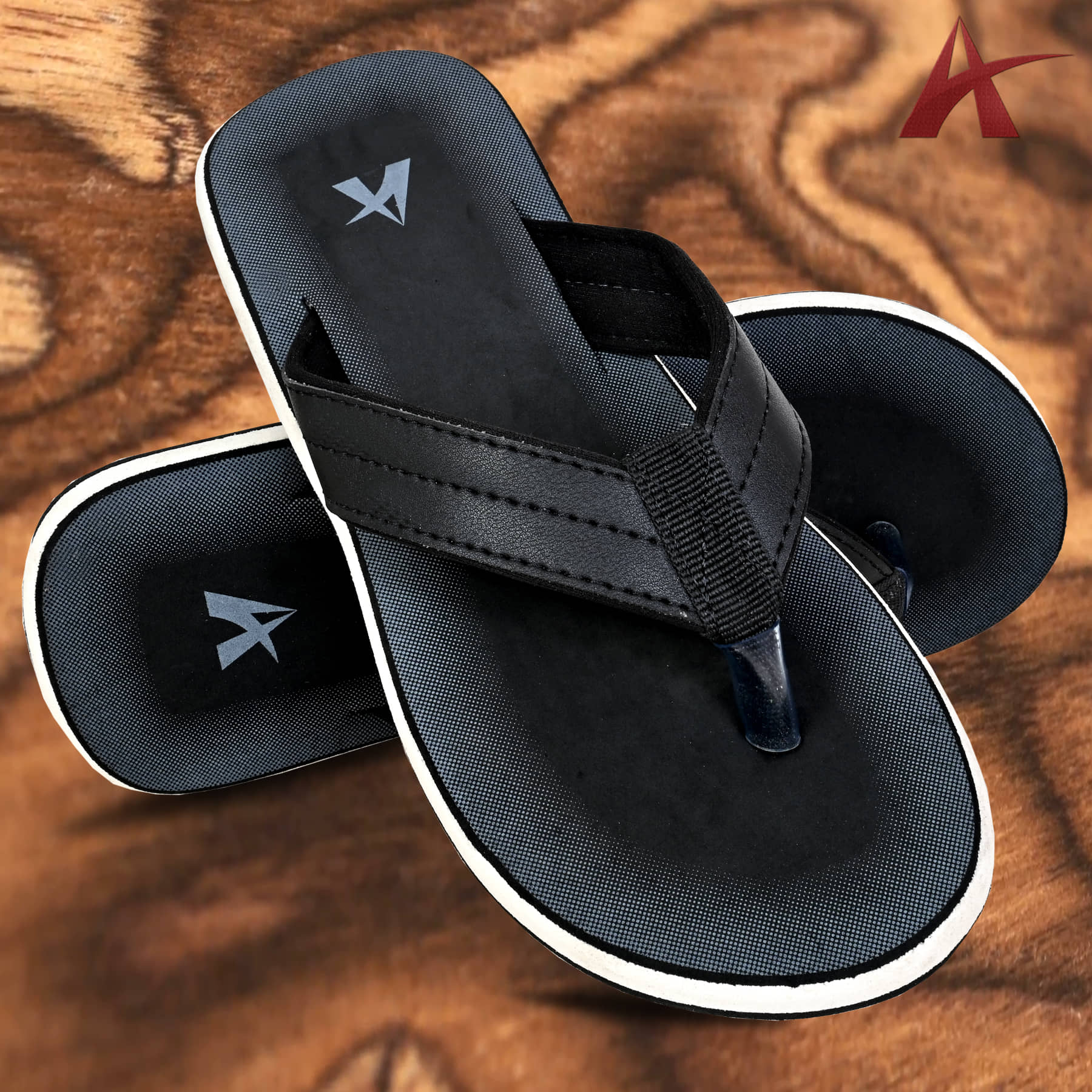 Chappal Wala Black Men's Thong Flip Flop