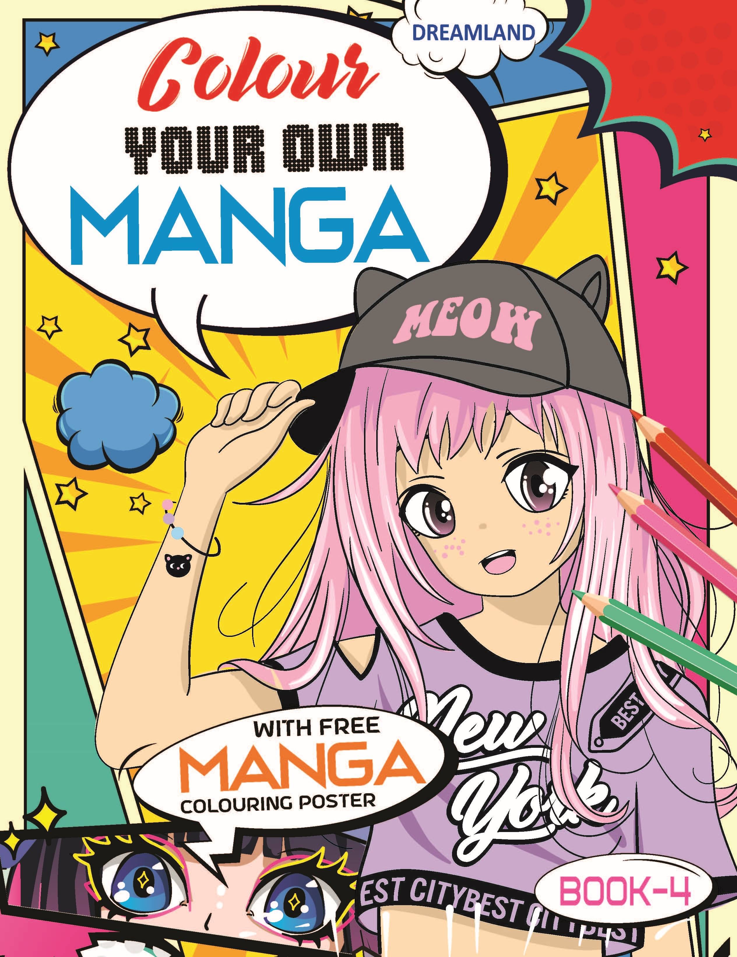     			Colour Your Own Manga Book 4  With Free Manga Colouring Poster Age 4+