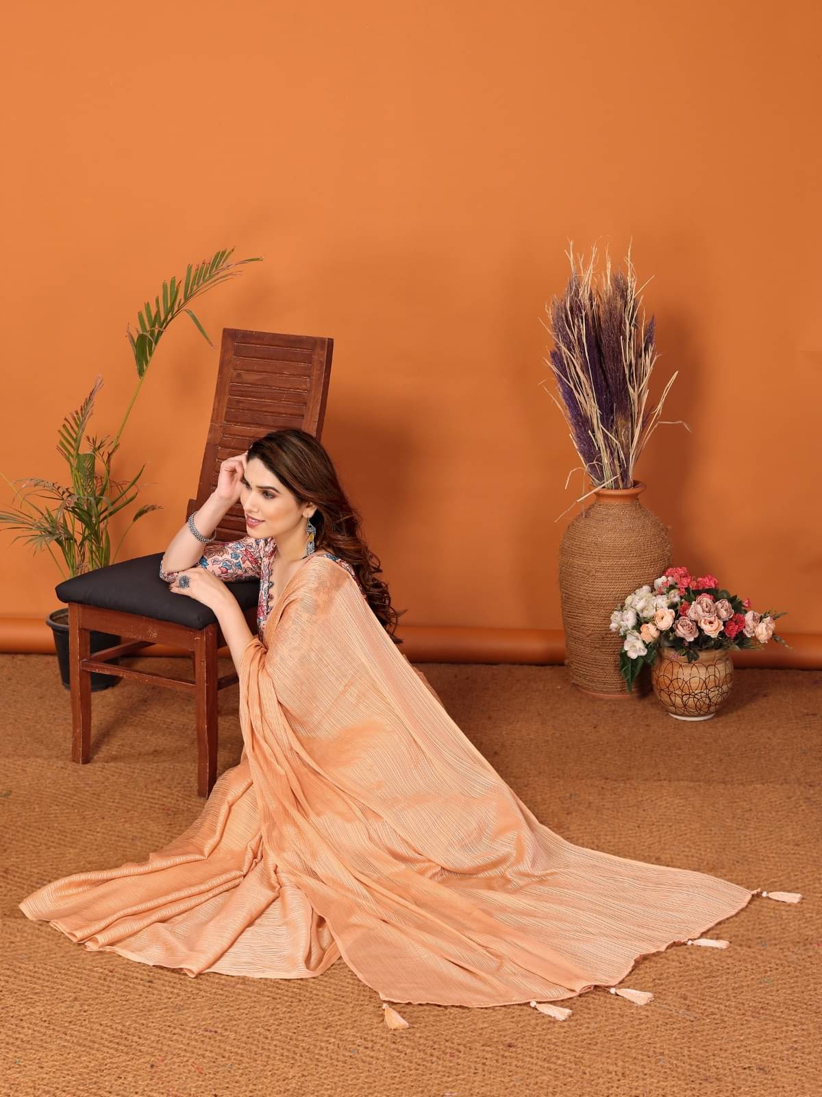 DIKONA DESIGNER Chiffon Solid Saree With Unstitched Blouse Piece ( Orange ) DIKONA DESIGNER Chiffon Solid Saree With Unstitched Blouse Piece ( Orange )