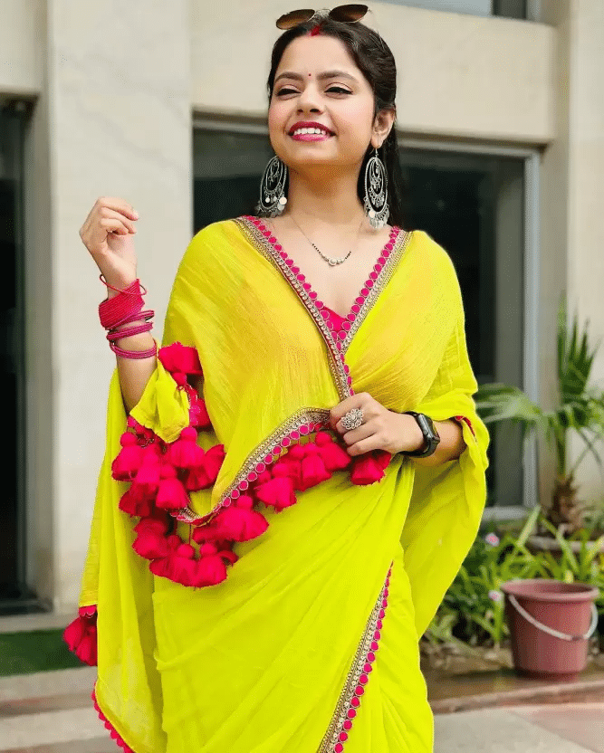 DIKONA DESIGNER Georgette Embroidered Saree With Unstitched Blouse Piece ( Lime Green ) DIKONA DESIGNER Georgette Embroidered Saree With Unstitched Blouse Piece ( Lime Green )