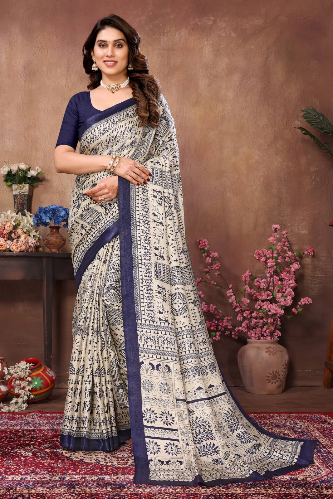 DIKONA DESIGNER Cotton Blend Printed Saree With Unstitched Blouse Piece ( Blue ) DIKONA DESIGNER Cotton Blend Printed Saree With Unstitched Blouse Piece ( Blue )