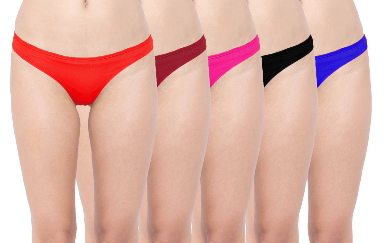     			DOOZIE LOVEPLUS Pack of 5 Poly Cotton Thongs For Women ( Multicolor )