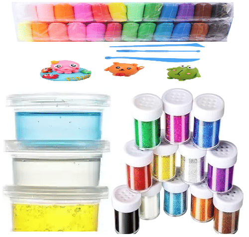 Freedy 3 Crystal Slime and 12 Air Dry Clay Non-Toxic Combo with 12 Glitter and Tools for Kids Boys and Girls Party Set/Mud Stress Relief Toy Multicolored Putty Toys for Kids Freedy 3 Crystal Slime and 12 Air Dry Clay Non-Toxic Combo with 12 Glitter and Tools for Kids Boys and Girls Party Set/Mud Stress Relief Toy Multicolored Putty Toys for Kids