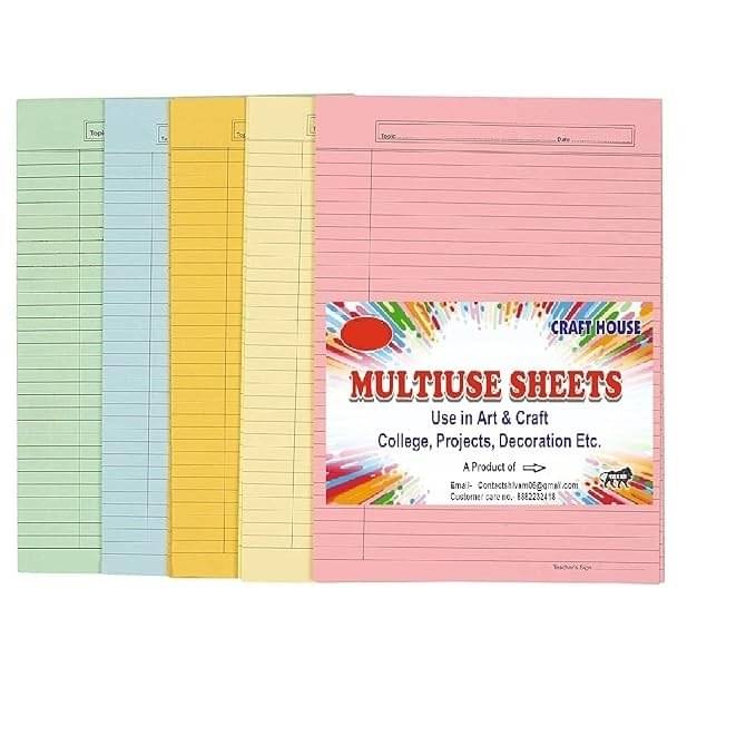     			Freedy A4 Size both Side Ruled coloured Sheet (Pack of 100 sheets) for Project/Assignment/Practical/Homework((A4-100 sheet coloured)