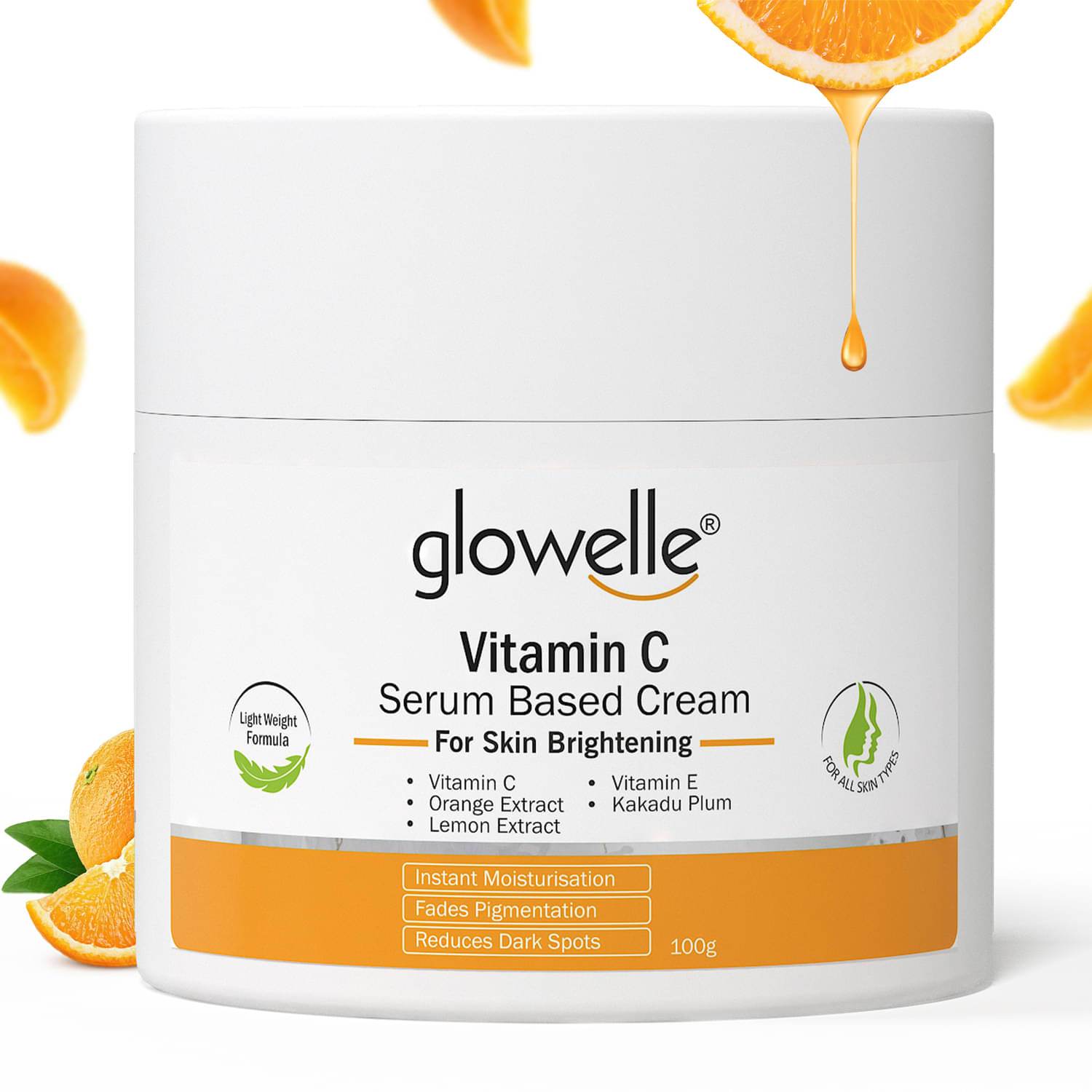     			GLOWELLE Vitamin C Serum-Based Cream for Brightening, Hydrating & Anti-Aging , Glowing Skin 100 gm (Pack of 1)