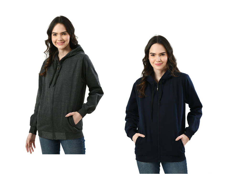 IndiWeaves - Fleece Multi Color Hooded Jackets Pack of 2 IndiWeaves - Fleece Multi Color Hooded Jackets Pack of 2