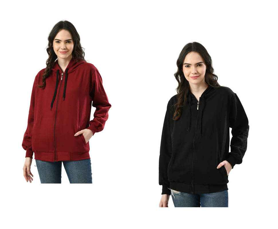 IndiWeaves - Fleece Multi Color Hooded Jackets Pack of 2 IndiWeaves - Fleece Multi Color Hooded Jackets Pack of 2
