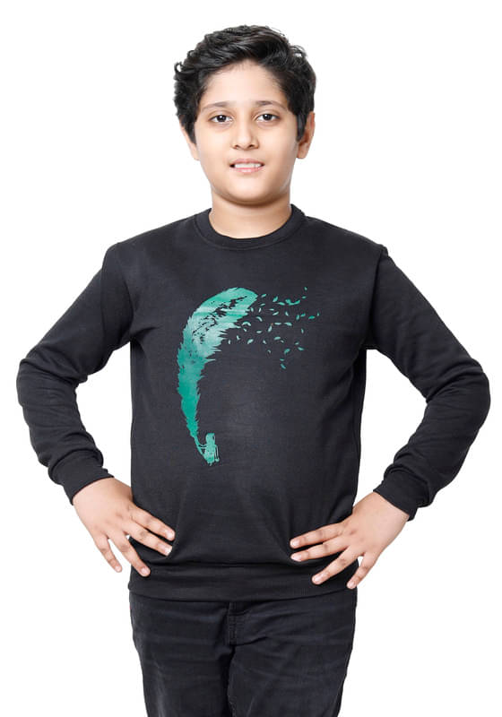     			IndiWeaves Pack of 1 Boys Fleece Sweatshirt ( Black )