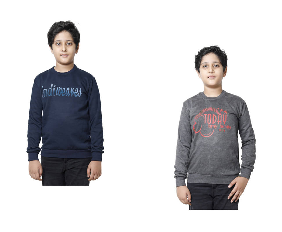     			IndiWeaves Pack of 2 Boys Fleece Sweatshirt ( Multicolor )