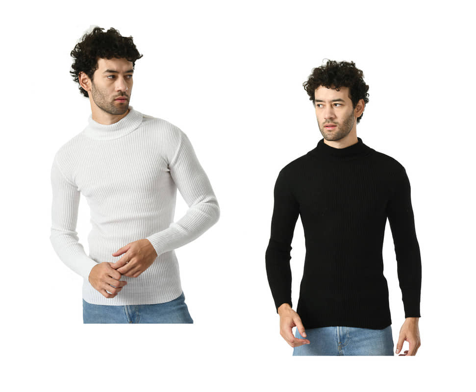 IndiWeaves Woollen High Neck Men's Full Sleeves Pullover Sweater - Multicolor ( Pack of 2 )