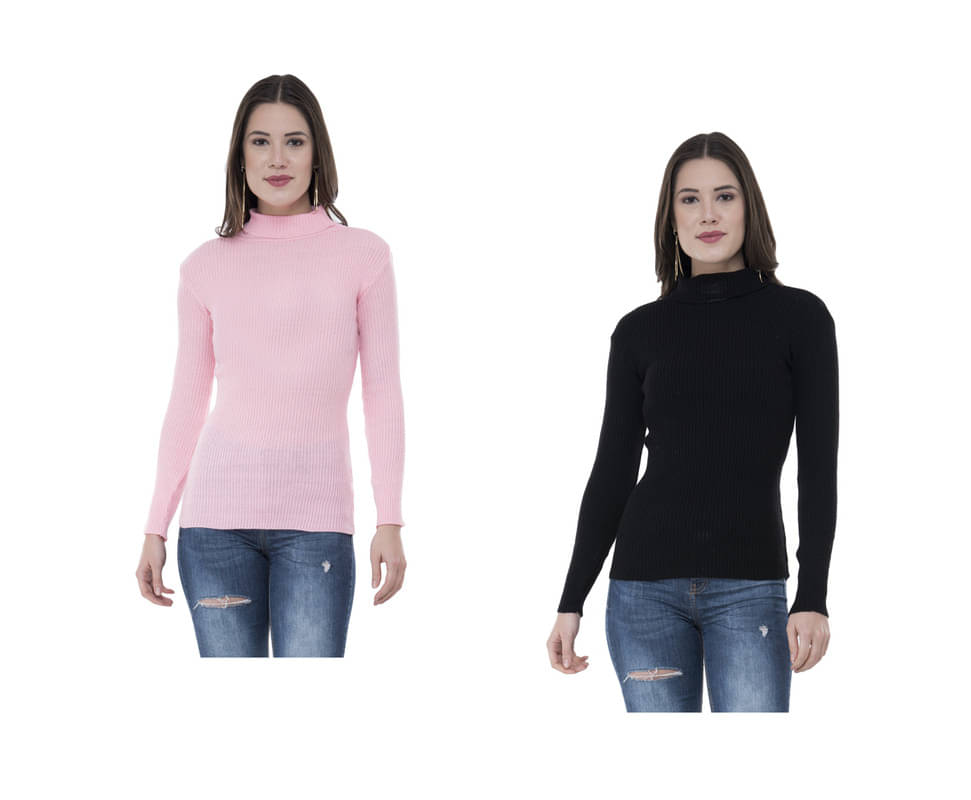 IndiWeaves Women Woollen High Neck Pullover ( Multicolor ) IndiWeaves Women Woollen High Neck Pullover ( Multicolor )