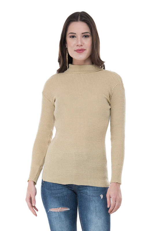     			IndiWeaves Women Woollen High Neck Pullover ( Beige )