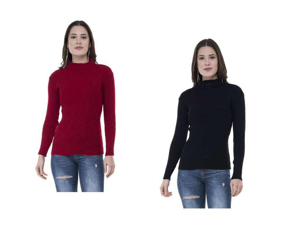IndiWeaves Woollen High Neck Women's Skivvy - Multi Color ( Pack of 2 )