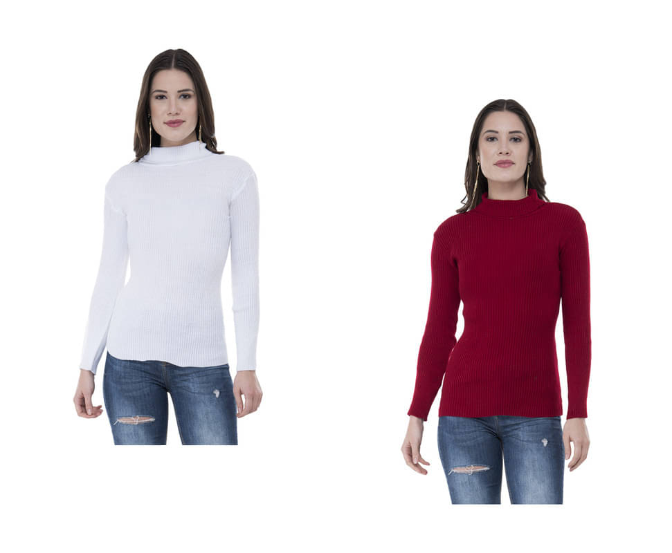     			IndiWeaves Women Woollen High Neck Pullover ( Multicolor )