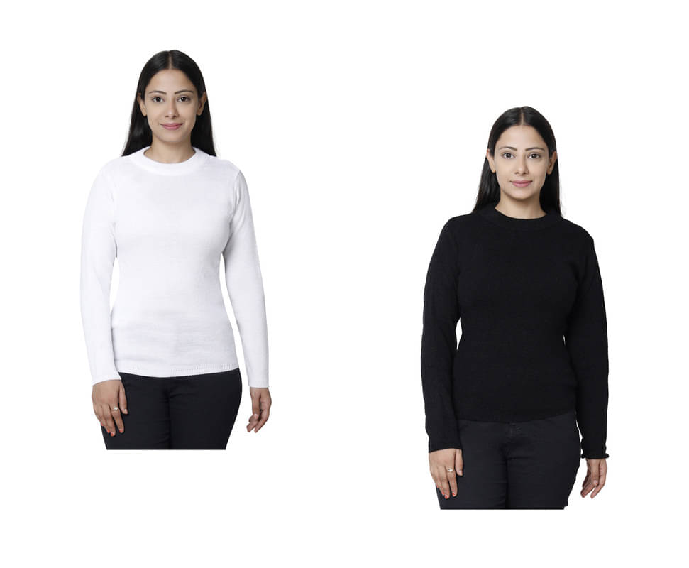     			IndiWeaves Women Woollen Round Neck Pullover ( Multicolor )