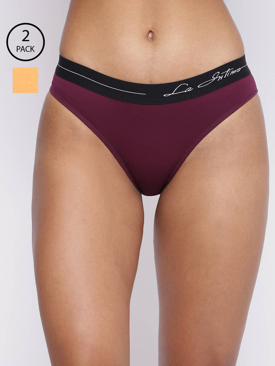     			La Intimo Pack of 2 Cotton Lycra Briefs For Women ( Multicolor2 )