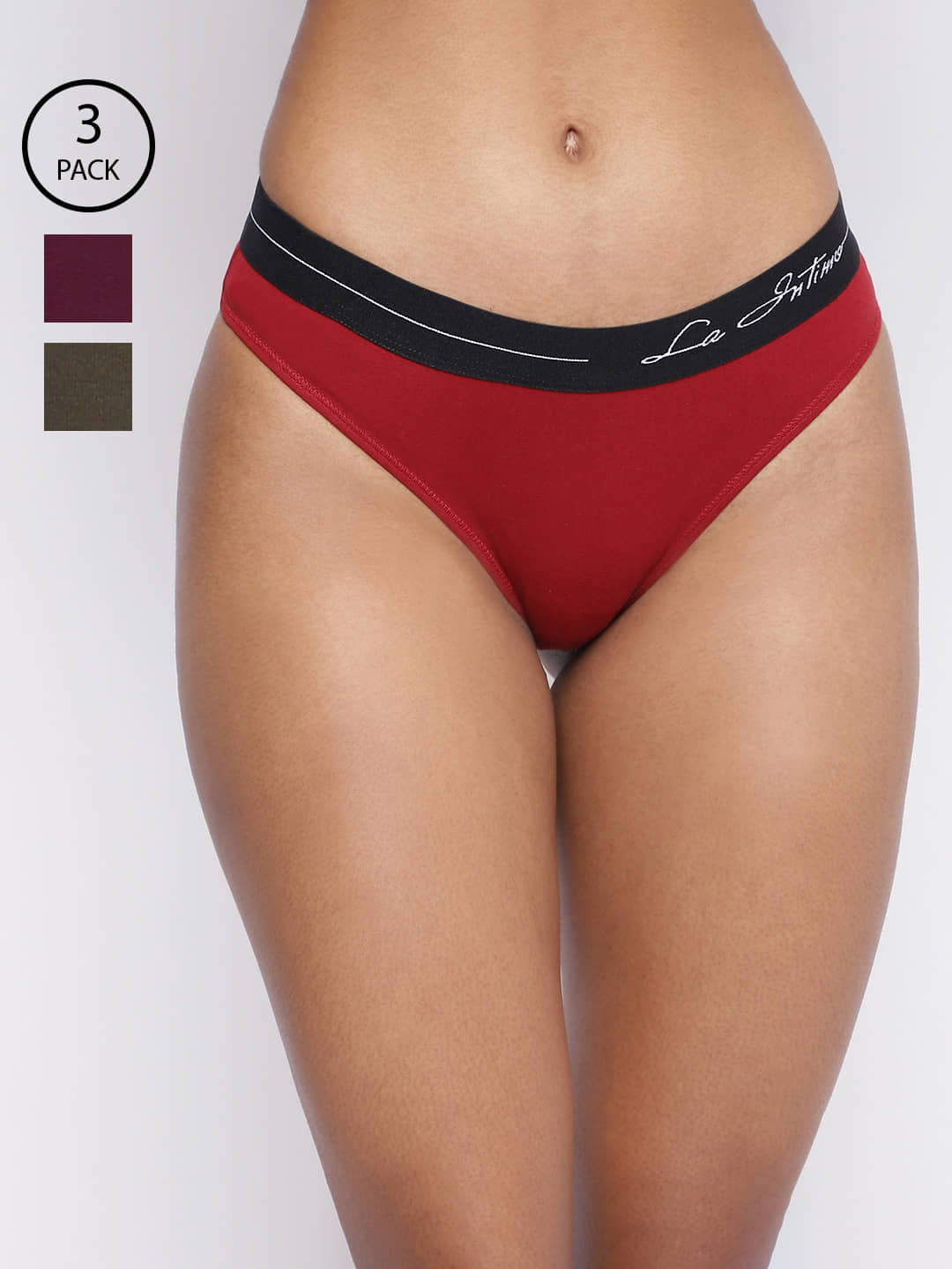 La Intimo Pack of 3 Cotton Lycra Briefs For Women ( Multicolor6 )