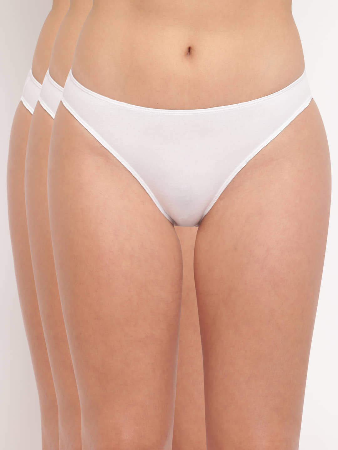 La Intimo Pack of 3 Cotton Lycra Bikini For Women ( White )