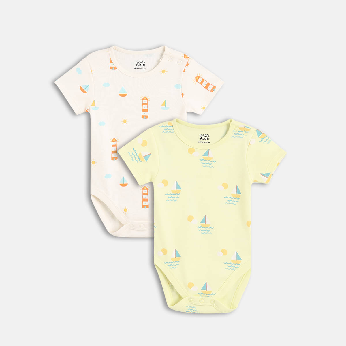     			MINI KLUB Pack of 2 Baby Boys Cotton Bodysuit ( Multicolor )
