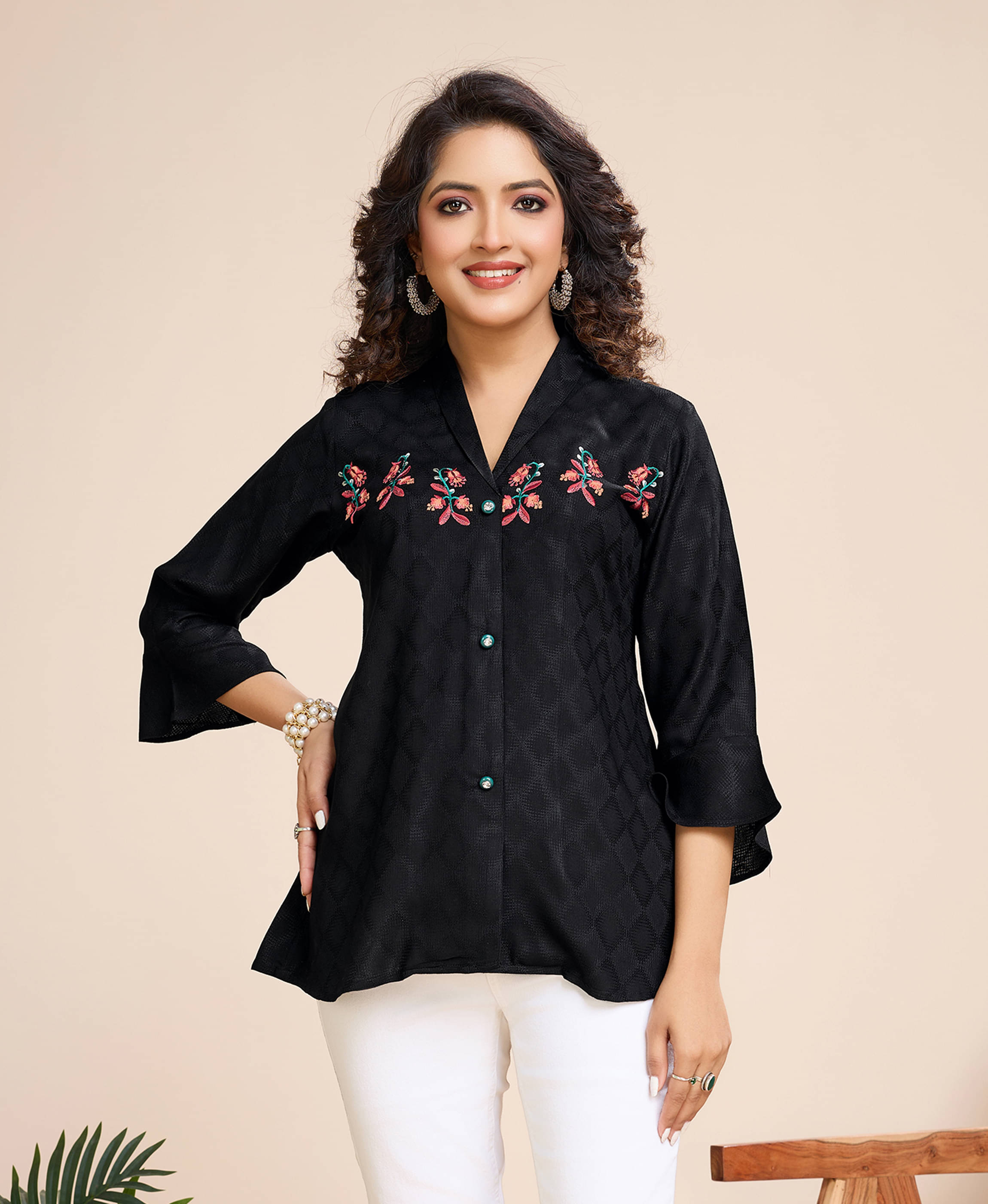 MOJILAA Women's Viscose A-Line Top ( Black ) MOJILAA Women's Viscose A-Line Top ( Black )