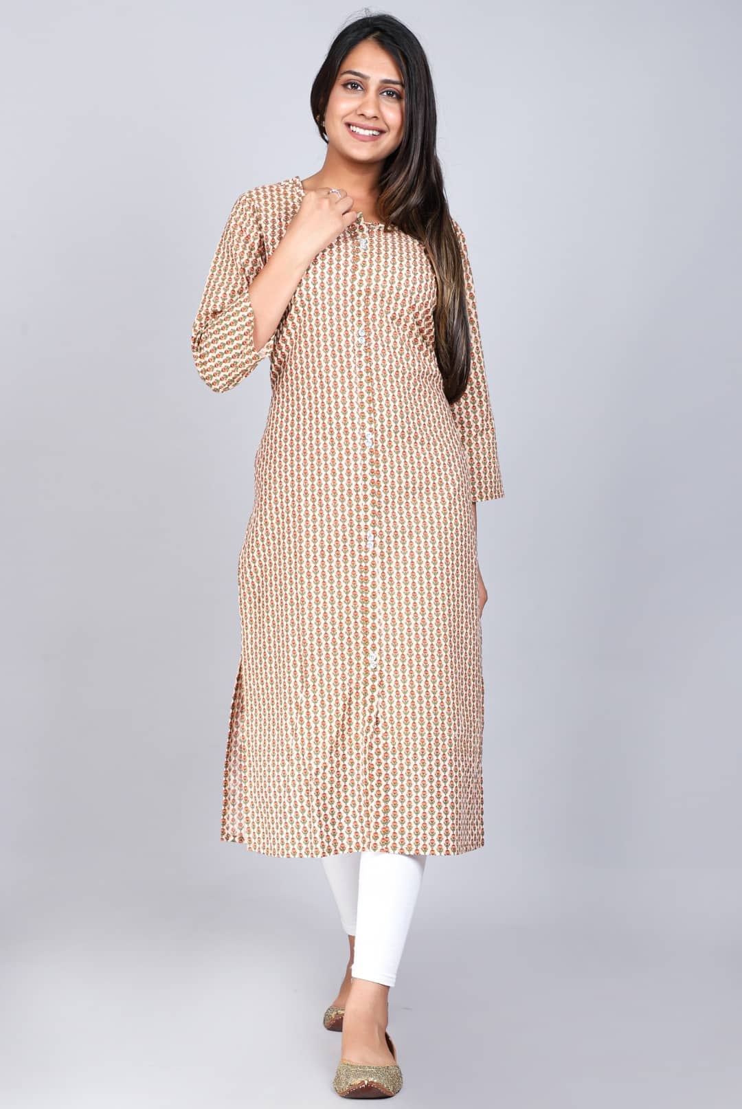 New Designer Kurti Pack of 1 Cotton Printed A-line Women's Kurti - ( Brown ) - Kurtis, Tunics | Buy online on ZillyBuy