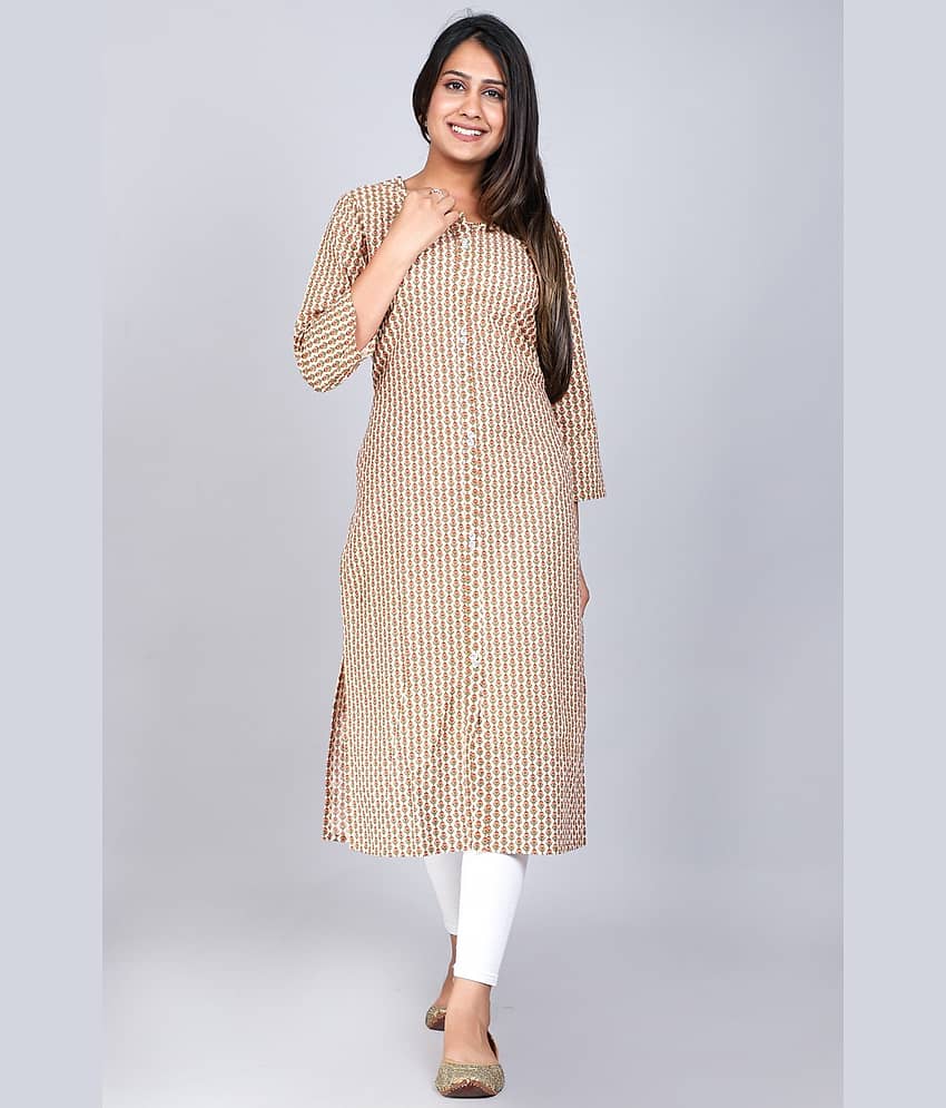 New Designer Kurti Pack of 1 Cotton Printed A-line Women's Kurti - ( Brown ) - Kurtis, Tunics | Buy online on ZillyBuy