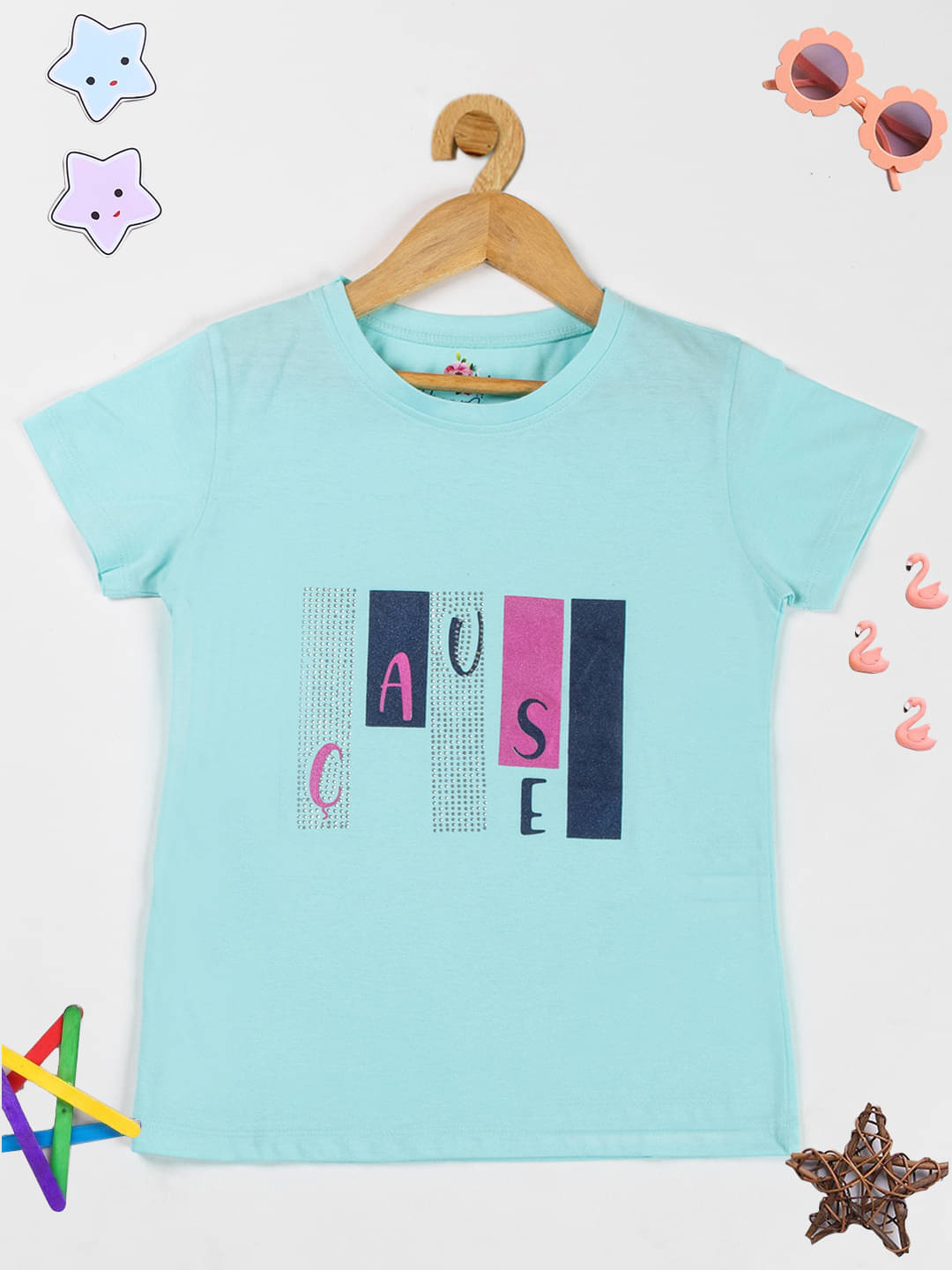     			PAMPOLINA Pack of 1 Girls Cotton T-Shirt ( Turquoise )
