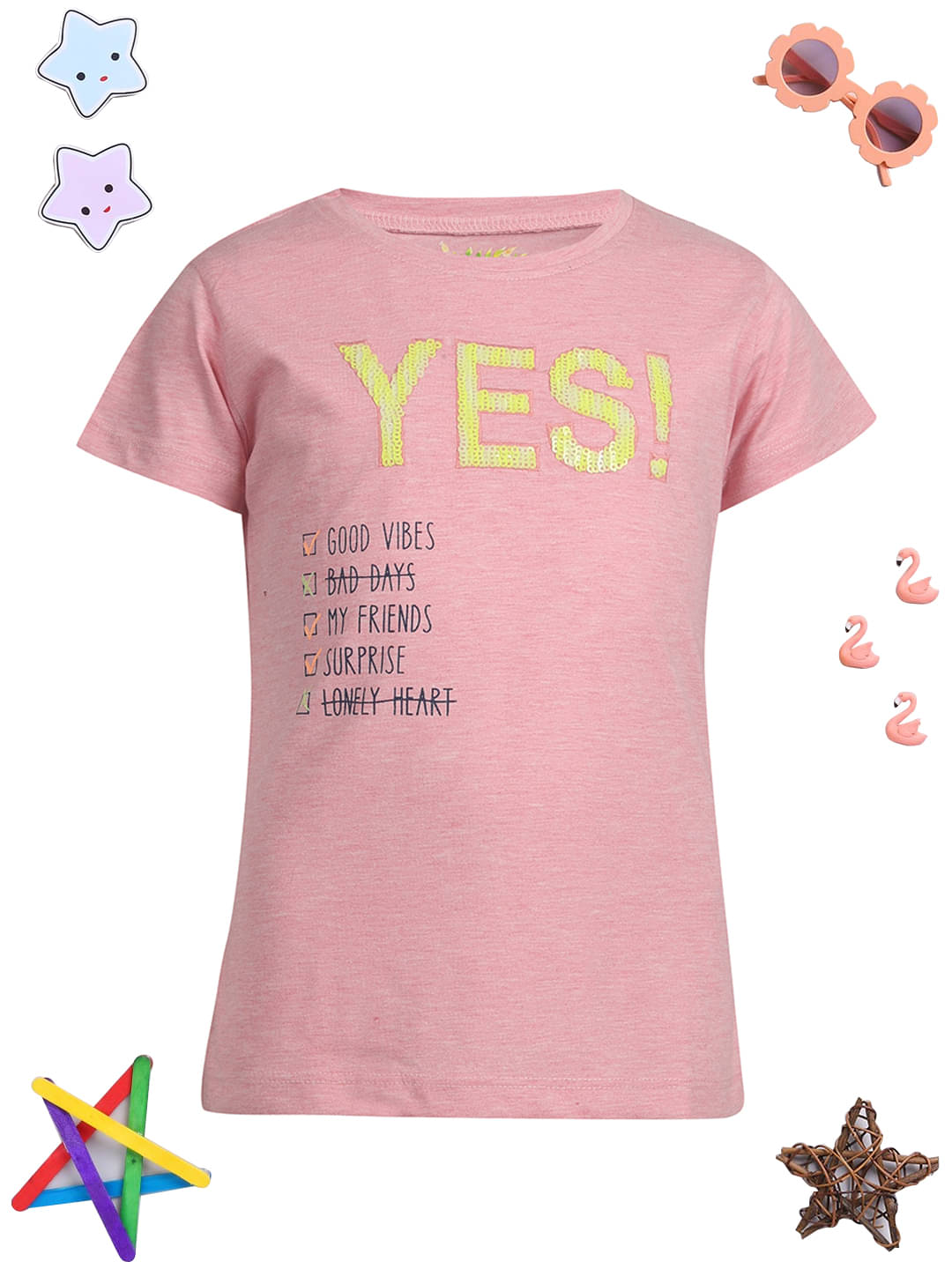     			PAMPOLINA Pack of 1 Girls Cotton T-Shirt ( PeachPuff )