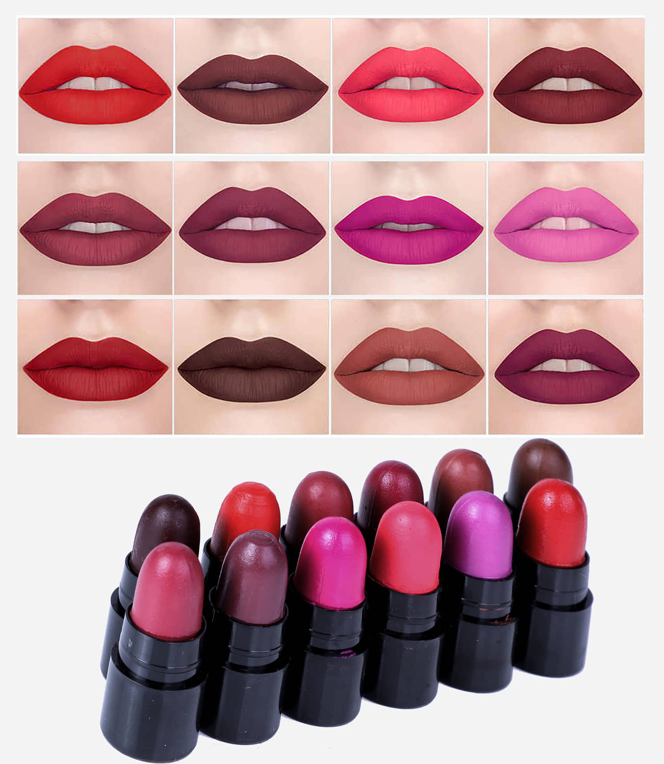 Play Run Minis Pout Party Matte Lipstick Highly Pigmented Mini Lipsticks (Set of 12 )