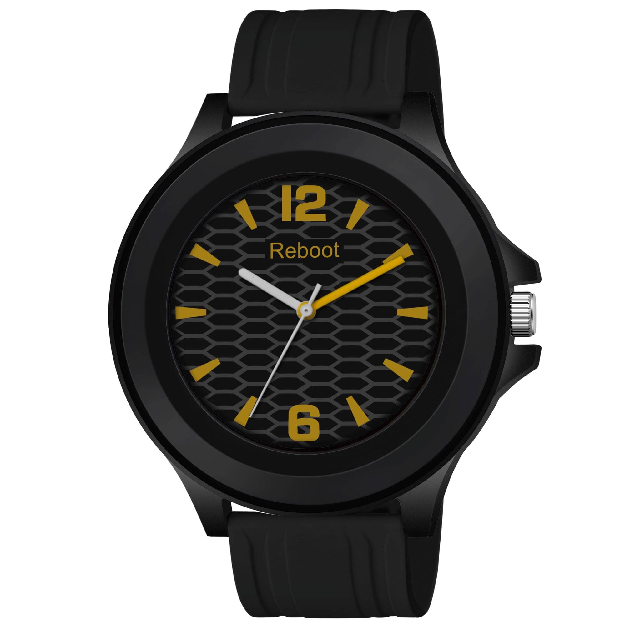     			Reboot Black PU Analog Men's Watch