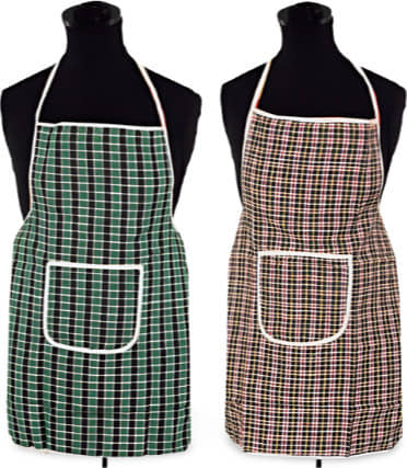 Sanraksshan Cotton Checks Kitchen Apron with 1 Center Pocket ( Pack of 2 )
