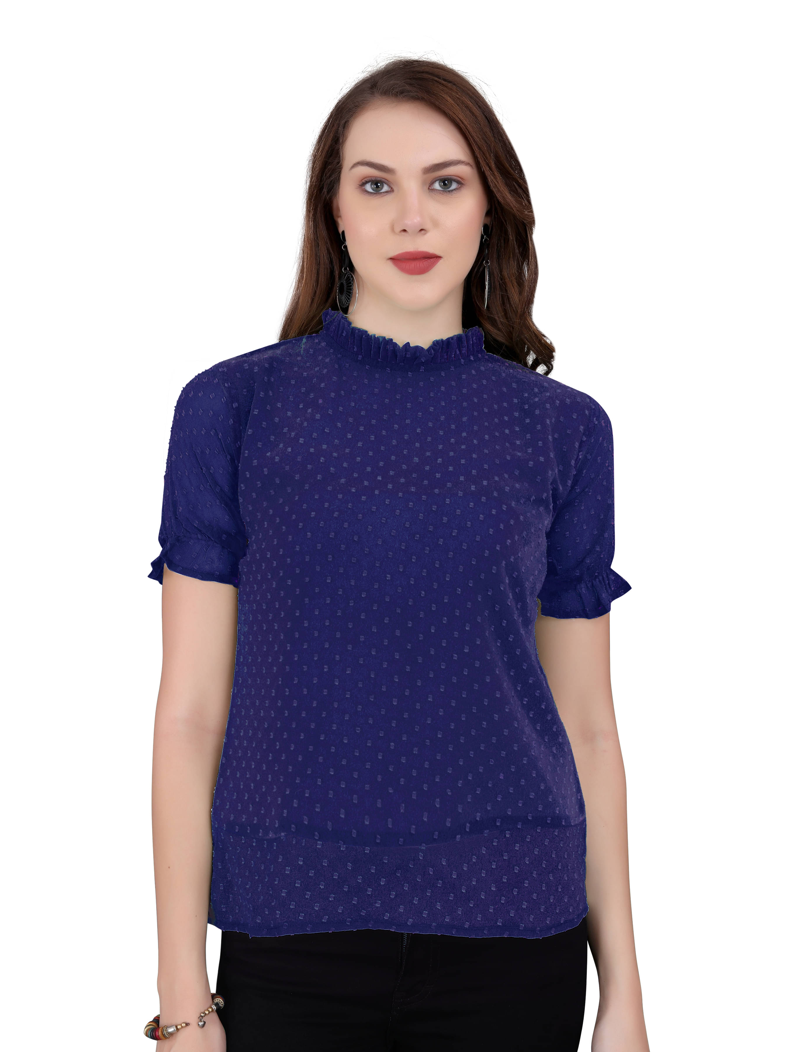     			Sidhidata Women's Georgette A-Line Top ( Blue )