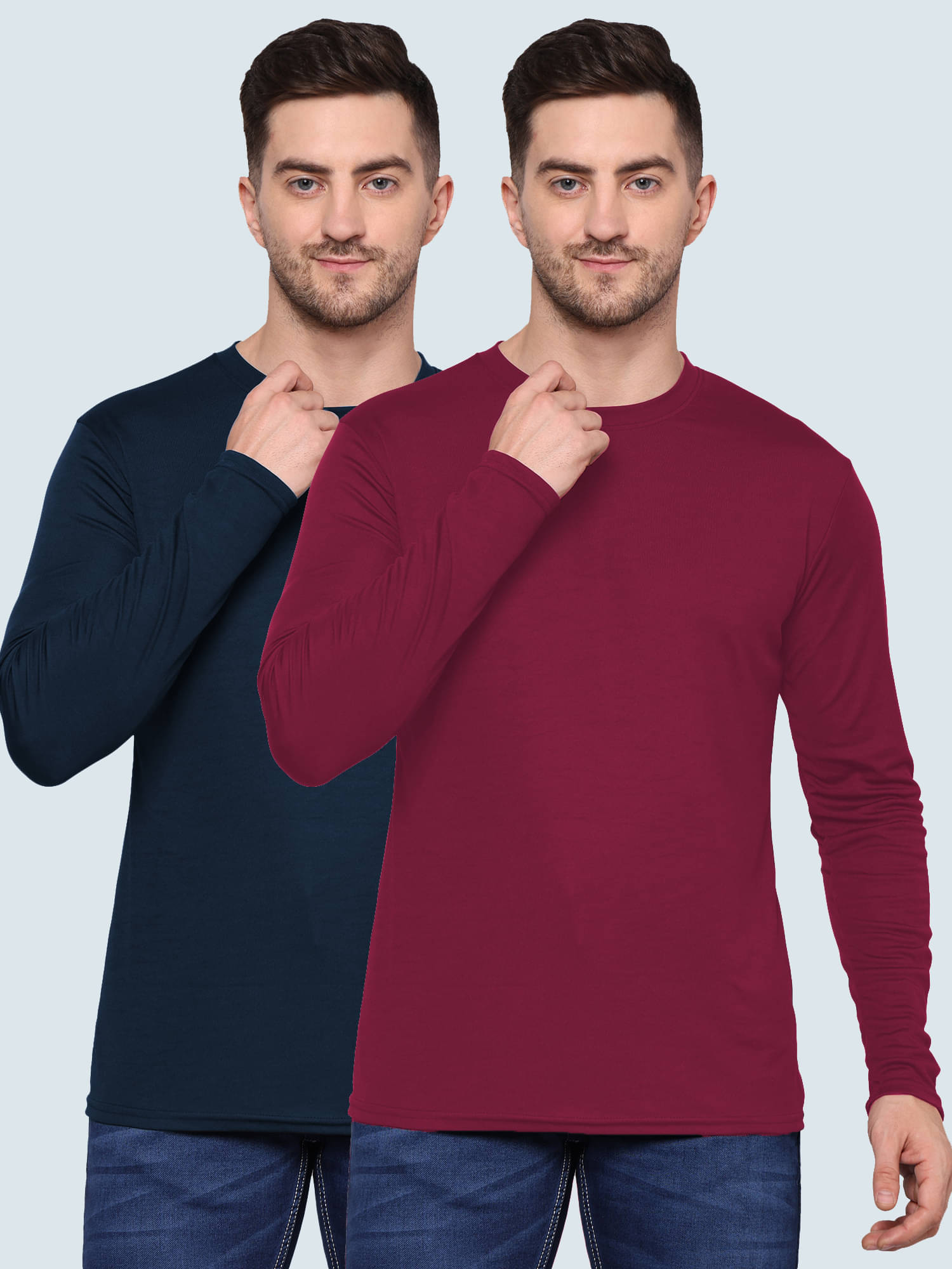 TQH Polyester Regular Fit Solid Full Sleeves Men's Round T-Shirt - Multicolor12 ( Pack of 2 ) TQH Polyester Regular Fit Solid Full Sleeves Men's Round T-Shirt - Multicolor12 ( Pack of 2 )