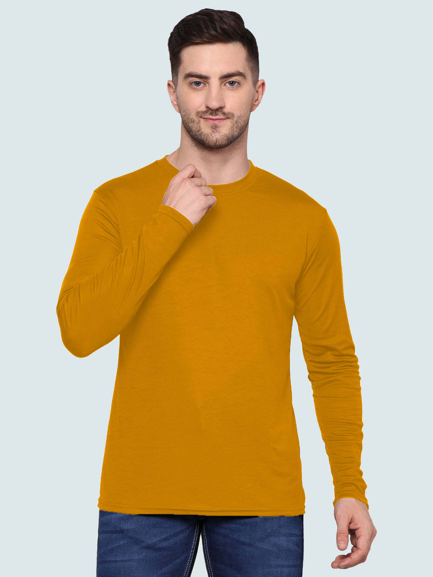 TQH Polyester Regular Fit Solid Full Sleeves Men's Round T-Shirt - Mustard ( Pack of 1 ) TQH Polyester Regular Fit Solid Full Sleeves Men's Round T-Shirt - Mustard ( Pack of 1 )