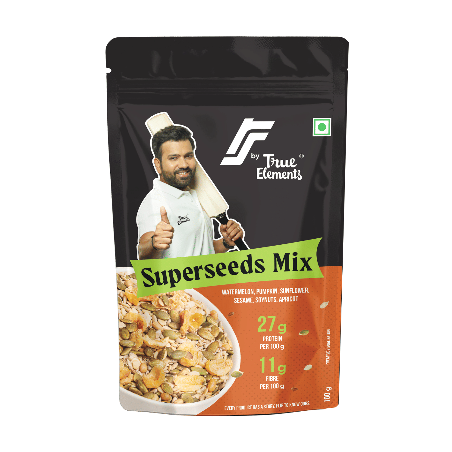     			RS By True Elements Superseeds Mix, Soynuts & Apricot, Approved By Rohit Sharma 100g (Pack of 1)