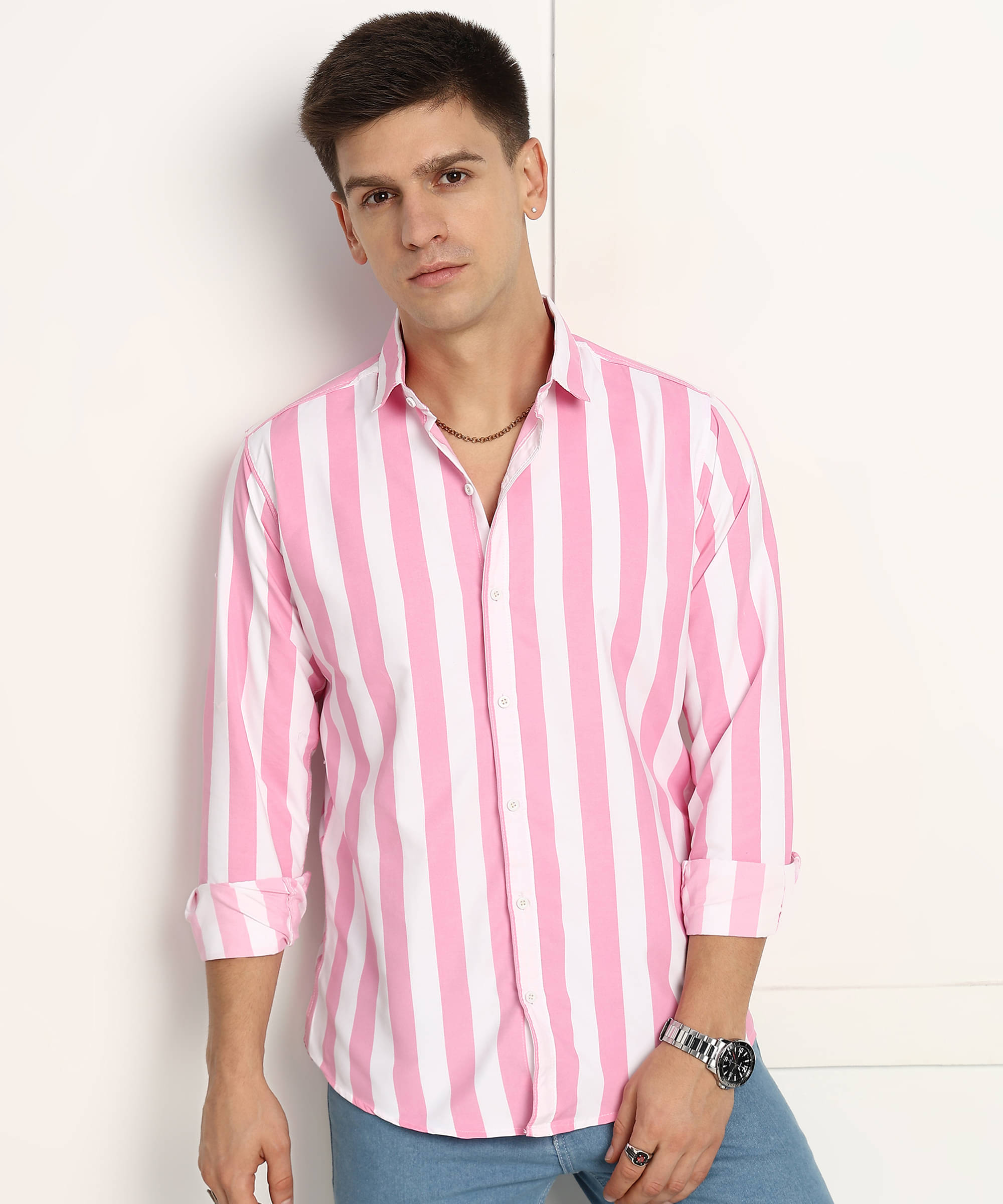U TURN Cotton Blend Slim Fit Striped Full Sleeves Men's Casual Shirt - Pink ( Pack of 1 ) U TURN Cotton Blend Slim Fit Striped Full Sleeves Men's Casual Shirt - Pink ( Pack of 1 )
