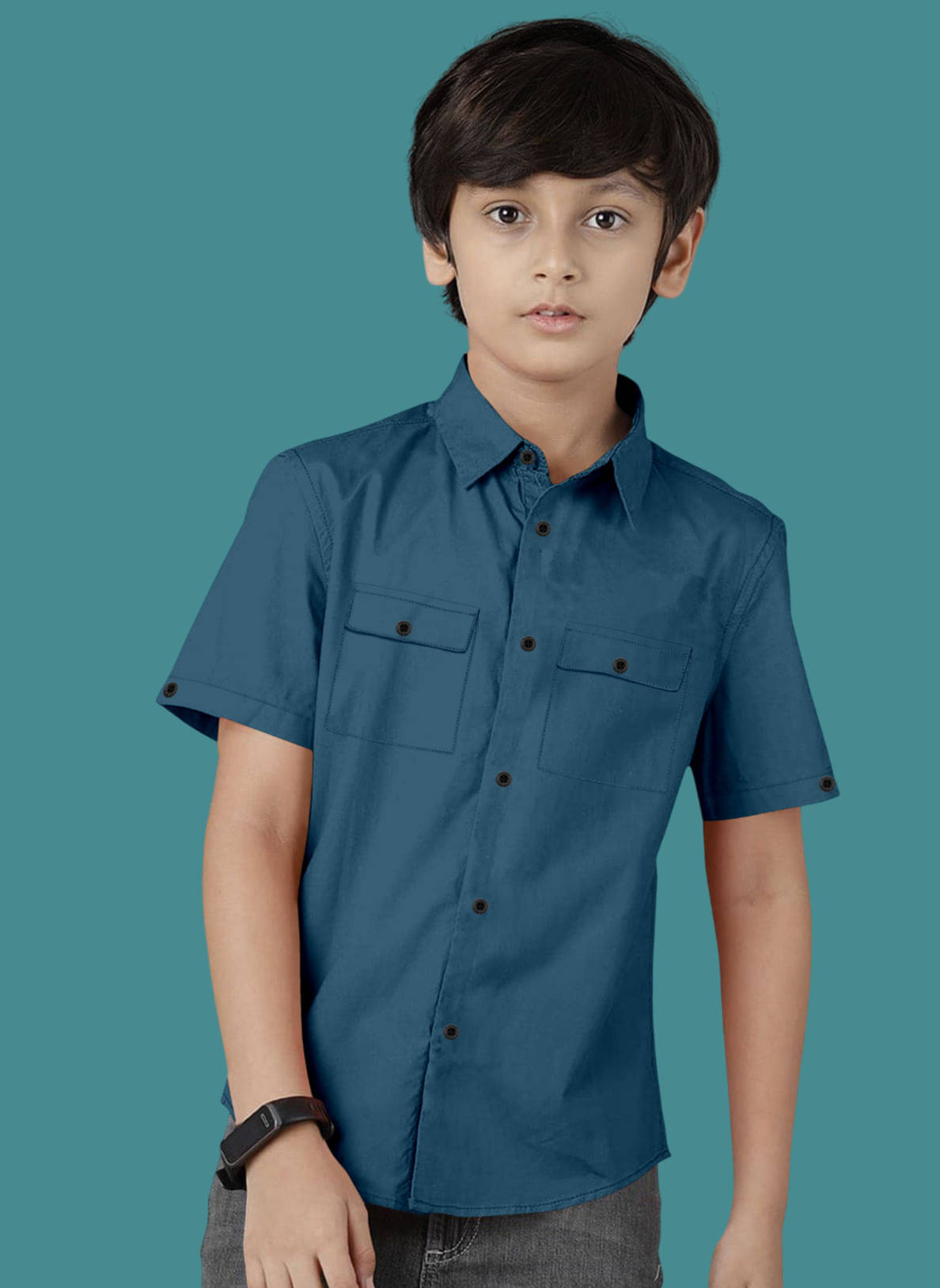     			VTEXX Pack of 1 Boys Cotton Blend Half Sleeves Shirt ( Pecock Blue )