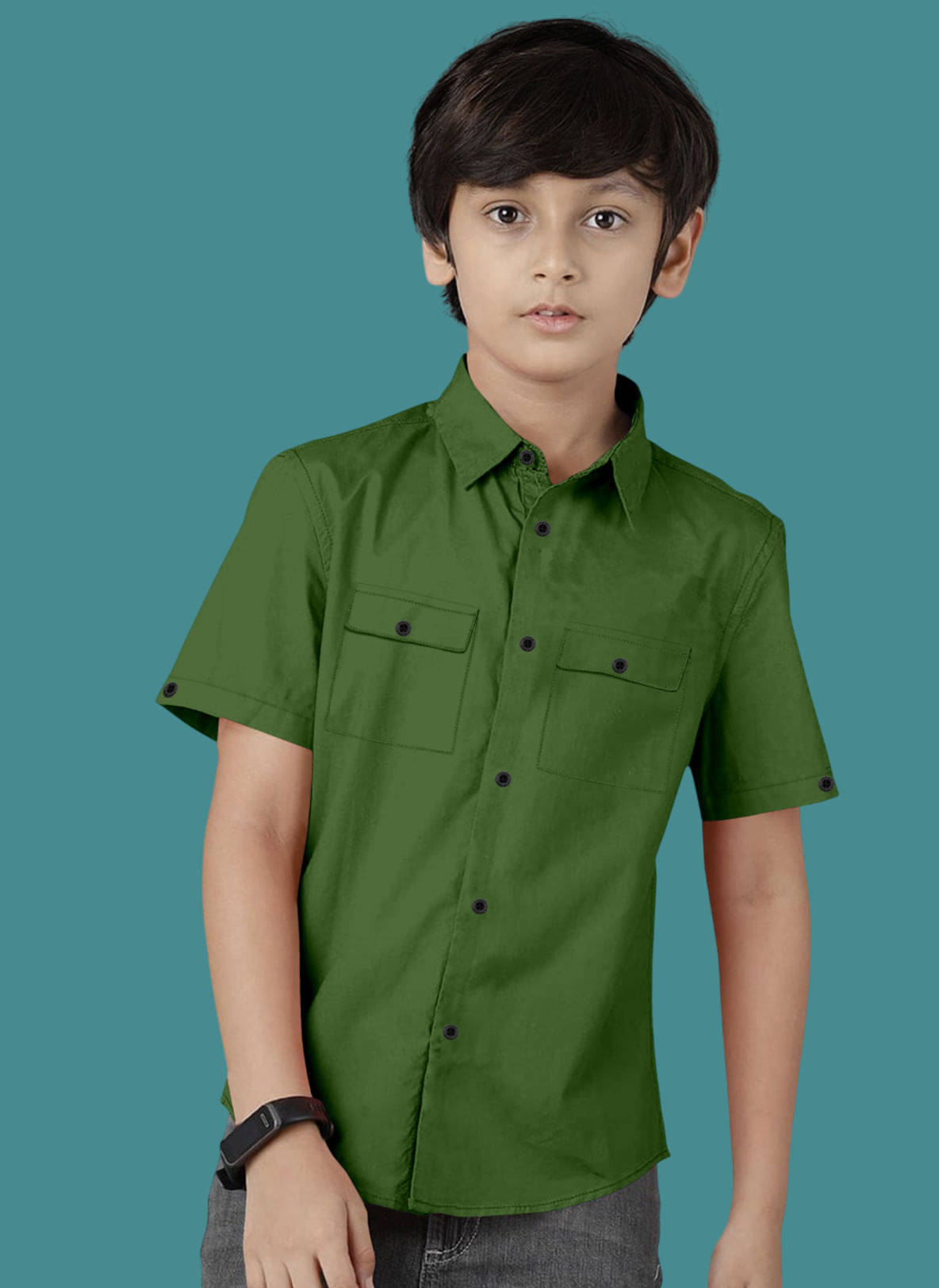     			VTEXX Pack of 1 Boys Cotton Blend Half Sleeves Shirt ( Green )