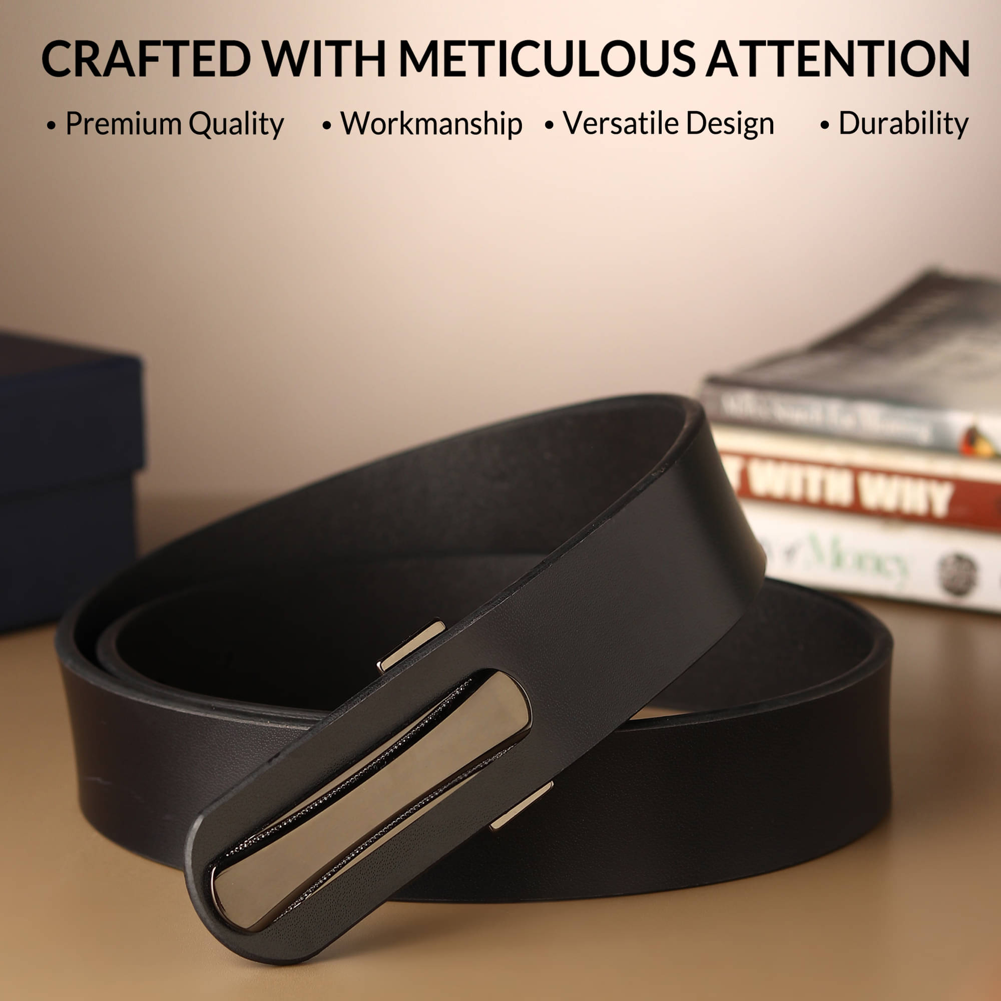     			WARCKS - Black 100% Leather Men's Casual Belt ( Pack of 1 )